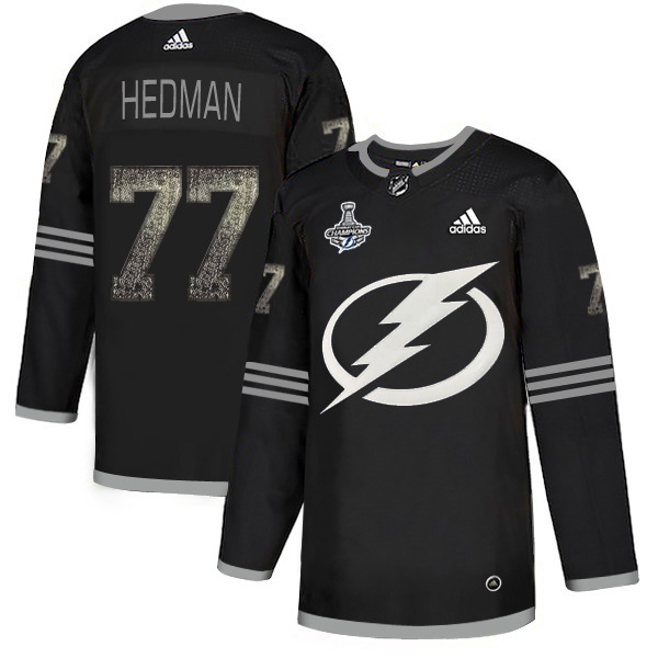 Men Adidas Tampa Bay Lightning #77 Victor Hedman Black Authentic Classic 2020 Stanley Cup Champions Stitched NHL Jersey->tampa bay lightning->NHL Jersey